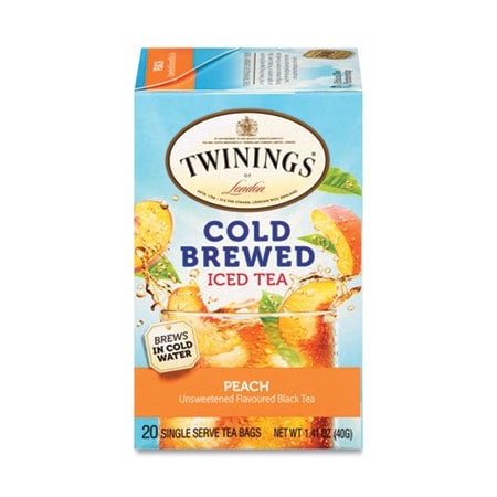 Twinings North America Cold Brew Iced Tea Bags, Peach, 0.07 Oz Tea Bag, 20PK 51816